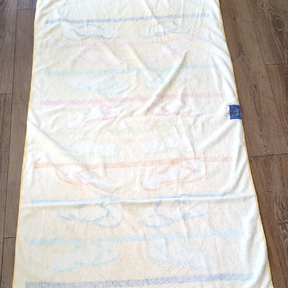 Vintage Gramercy International Beach Towel - Yellow Rainbow Flip Flop Shoes